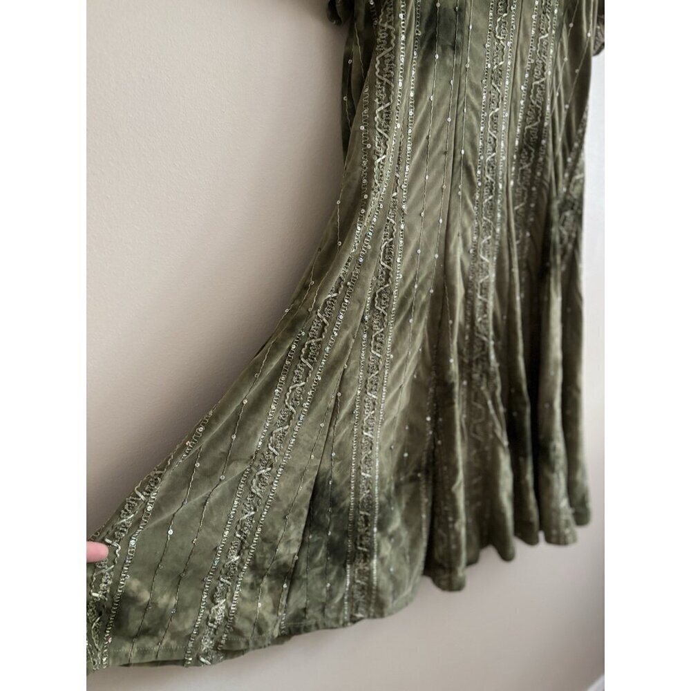 Sami & Jo Plus Green Midi Fit and flare dress Short Sleeve Sequins Fairy Large - Picture 8 of 15